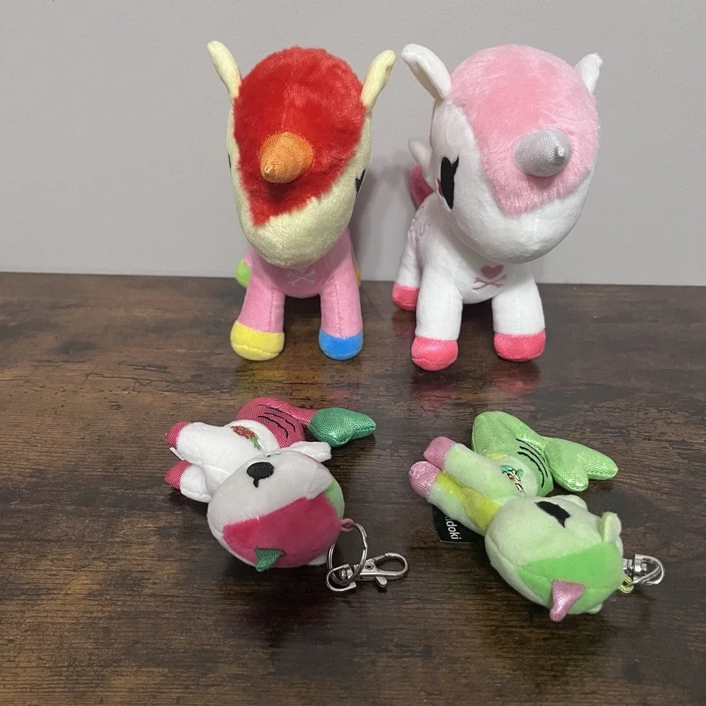 Tokidoki Lot 2 Unicorno Plush 2 Mermicorno Key Chains Fruittina Pitaya Lilypad